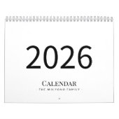 Elegant Minimalist 2026 Calendar カレンダー (カバー)