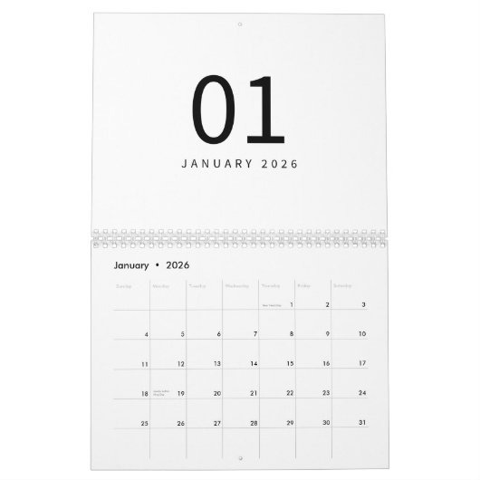 Elegant Minimalist 2026 Calendar カレンダー (1月 2026)