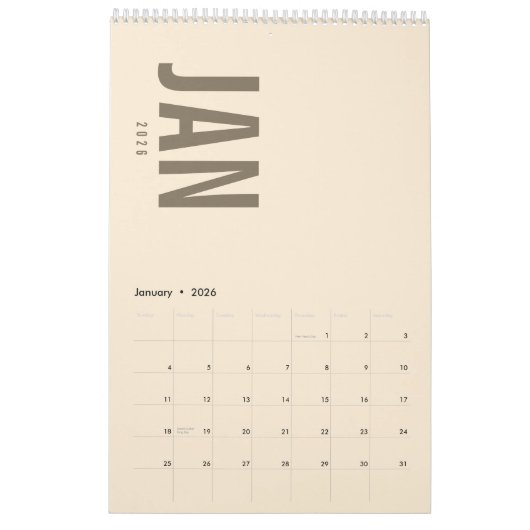 Elegant Minimalist 2026 Calendar カレンダー (1月 2026)