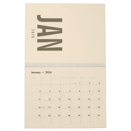 Elegant Minimalist 2026 Calendar カレンダー (1月 2026)