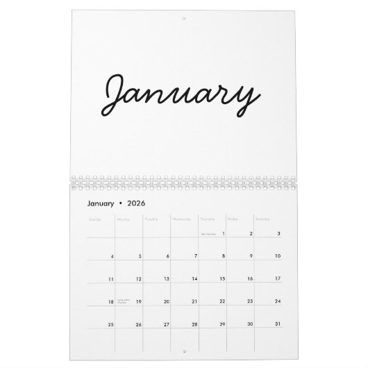 Elegant Minimalist 2026 Calendar カレンダー (1月 2026)
