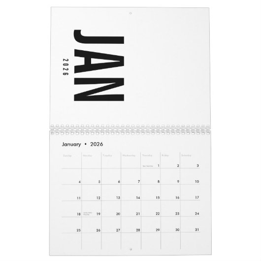 Elegant Minimalist 2026 Calendar カレンダー (1月 2026)