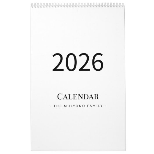 Elegant Minimalist 2026 Calendar カレンダー (カバー)