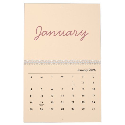 Elegant Minimalist 2026 Calendar カレンダー (1月 2026)