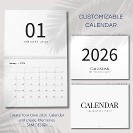 Elegant Minimalist 2026 Calendar カレンダー