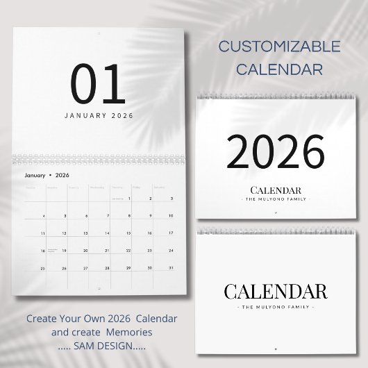 Elegant Minimalist 2026 Calendar カレンダー