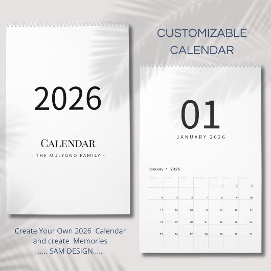 Elegant Minimalist 2026 Calendar カレンダー