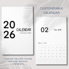 Elegant Minimalist 2026 Calendar カレンダー
