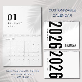 Elegant Minimalist 2026 Calendar カレンダー