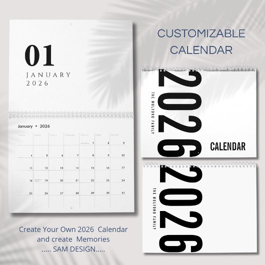 Elegant Minimalist 2026 Calendar カレンダー