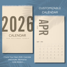Elegant Minimalist 2026 Calendar カレンダー