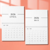 Elegant Minimalist 2026 Calendar カレンダー