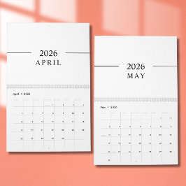 Elegant Minimalist 2026 Calendar カレンダー