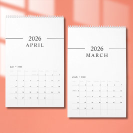 Elegant Minimalist 2026 Calendar カレンダー