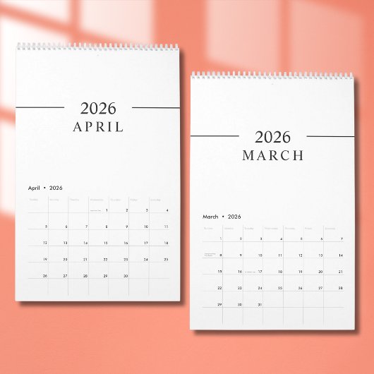 Elegant Minimalist 2026 Calendar カレンダー