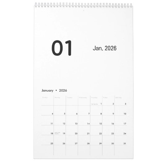 Elegant Minimalist 2026 Calendar カレンダー (1月 2026)