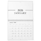 Elegant Minimalist 2026 Calendar カレンダー (1月 2027)