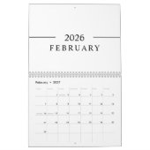 Elegant Minimalist 2026 Calendar カレンダー (2月 2027)