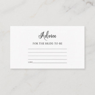 Elegant Minimalist Advice for the Bride-to-Be エンクロージャーカード
