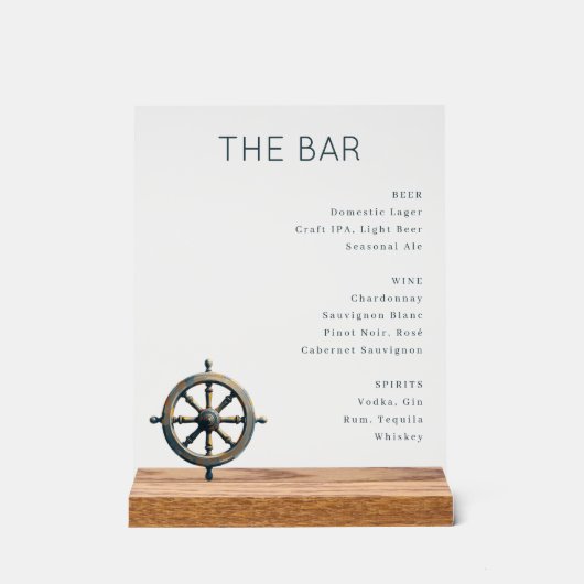 Elegant Minimalist Bar Menu Sign アクリルサイン (正面)