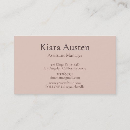 Elegant Minimalist Beauty 名刺 (裏面)