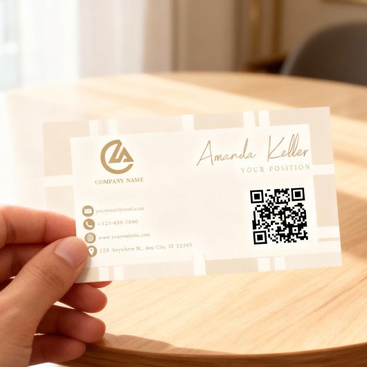 Elegant Minimalist Beige Business Card 名刺