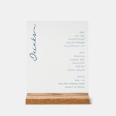 Elegant Minimalist Beverage Guide Blue Serif アクリルサイン (正面)