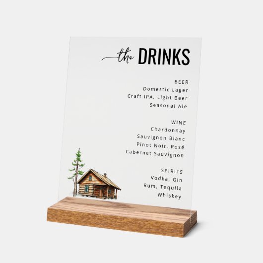 Elegant Minimalist Beverage Menu アクリルサイン (傾斜)