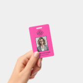 Elegant Minimalist Bight Pink Employee Photo ID バッジ (手持ち)