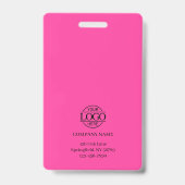 Elegant Minimalist Bight Pink Employee Photo ID バッジ (裏面)