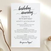 Elegant Minimalist Birthday Itinerary Invitation