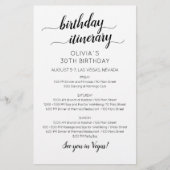 Elegant Minimalist Birthday Itinerary Invitation (正面)