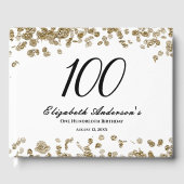 Elegant Minimalist Black and Gold 100th Birthday ゲストブック (正面)