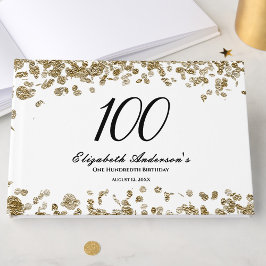Elegant Minimalist Black and Gold 100th Birthday ゲストブック