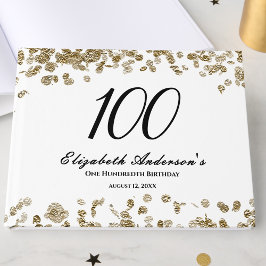 Elegant Minimalist Black and Gold 100th Birthday ゲストブック