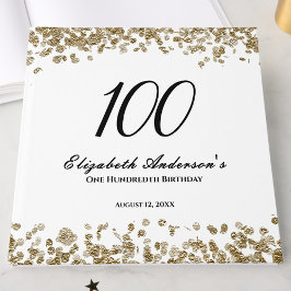 Elegant Minimalist Black and Gold 100th Birthday ゲストブック