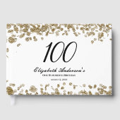 Elegant Minimalist Black and Gold 100th Birthday ゲストブック (正面)