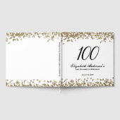 Elegant Minimalist Black and Gold 100th Birthday ゲストブック (全面)