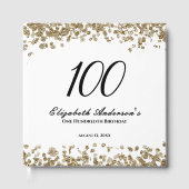 Elegant Minimalist Black and Gold 100th Birthday ゲストブック (正面)