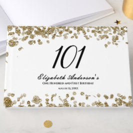 Elegant Minimalist Black and Gold 101st Birthday ゲストブック
