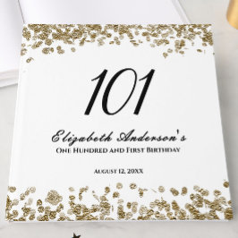 Elegant Minimalist Black and Gold 101st Birthday ゲストブック