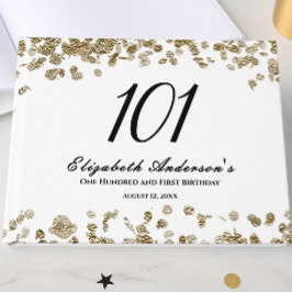 Elegant Minimalist Black and Gold 101st Birthday ゲストブック