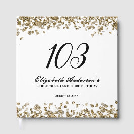 Elegant Minimalist Black and Gold 103rd Birthday ゲストブック