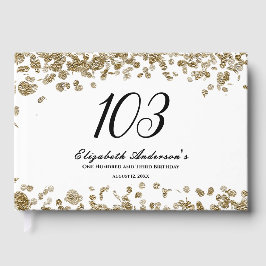 Elegant Minimalist Black and Gold 103rd Birthday ゲストブック