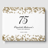 Elegant Minimalist Black and Gold 75th Birthday ゲストブック (正面)