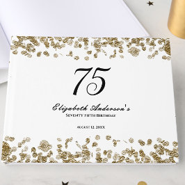 Elegant Minimalist Black and Gold 75th Birthday ゲストブック