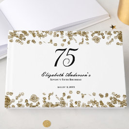Elegant Minimalist Black and Gold 75th Birthday ゲストブック