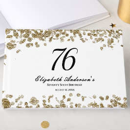Elegant Minimalist Black and Gold 76th Birthday ゲストブック