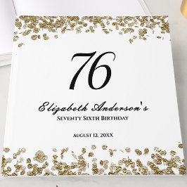 Elegant Minimalist Black and Gold 76th Birthday ゲストブック
