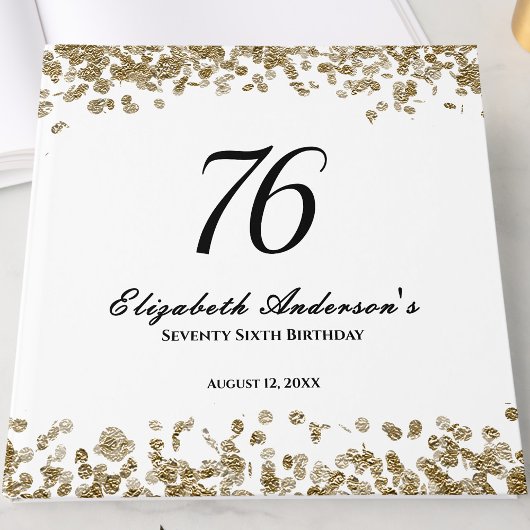 Elegant Minimalist Black and Gold 76th Birthday ゲストブック